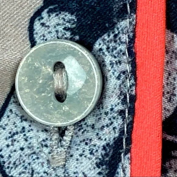 Silky Victoria’s Secret Pajama Top, Floral Button-up w/ Neon Pink Piping, Pocket - Picture 12 of 14